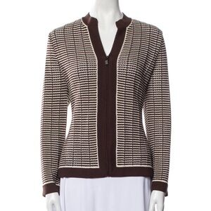 St. John Collection Brown and White Cardigan . Size Medium